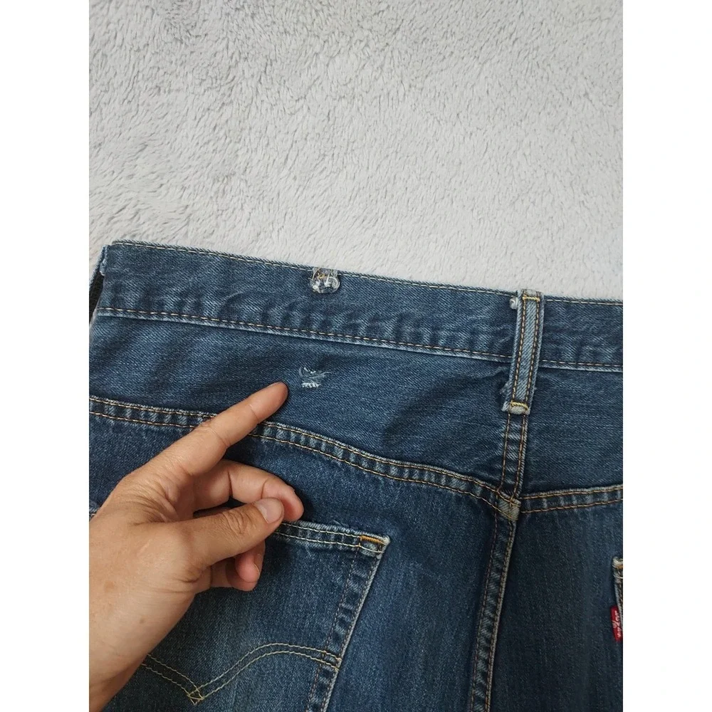 Levis Jean Shorts Mens 38 569 Baggy Skater Grunge Denim Blue Faded Jorts FLAW